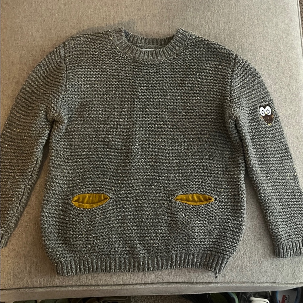 Zara Gray Sweater with Yellow Details